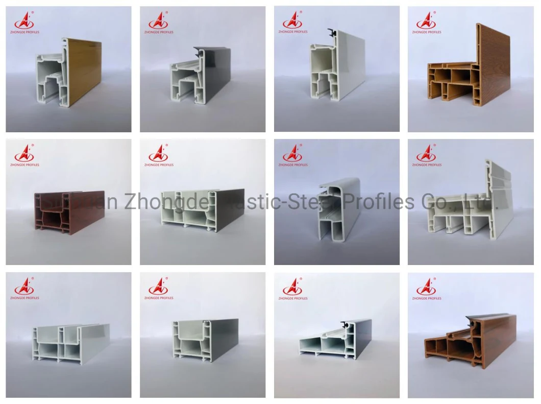 Chinese Zhongde UPVC Leadfree Profiles OEM/ODM All Types of Moulds Plastic Profiles Extrusion/Extruded Profiles for Casement Sliding Windows Doors.